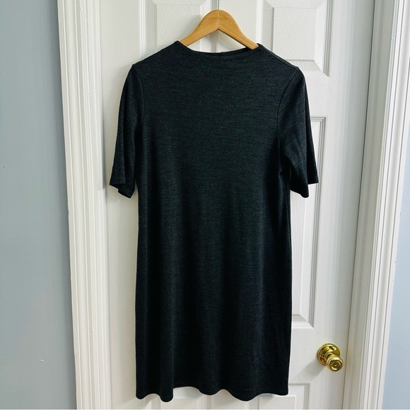Eileen Fisher Dress Mini Lagenlook Wool Oversized Dark Gray Minimalist Small - Picture 3 of 8